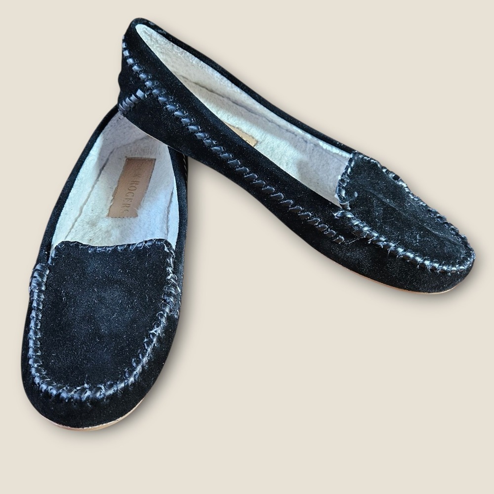 Jack Rogers Black Suede Driving‎ Moccasin Loafer Slippers Shoes Womens Size 9B